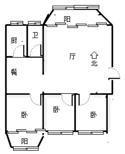 名流公寓3室2厅1卫户型图