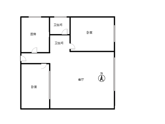 新加坡花园2室1厅1卫户型图