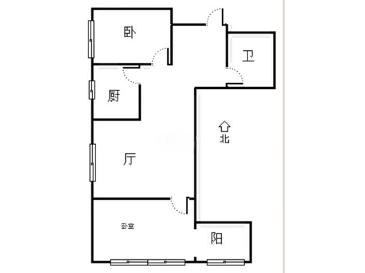 天保郦景2室1厅1卫户型图