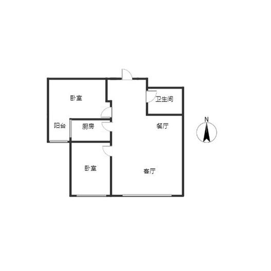 翡翠滨江2室2厅1卫户型图