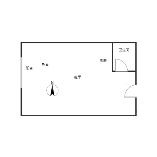 京第银座1室1厅1卫户型图