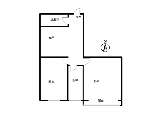 天保郦景2室1厅1卫户型图