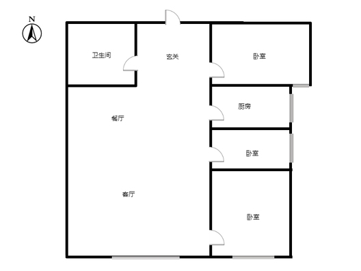 鸿坤理想湾3室2厅1卫户型图