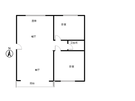 国富公寓(18号楼）2室2厅1卫户型图