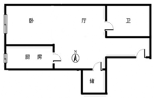 北新家园（锦绣范阳）1室1厅1卫户型图