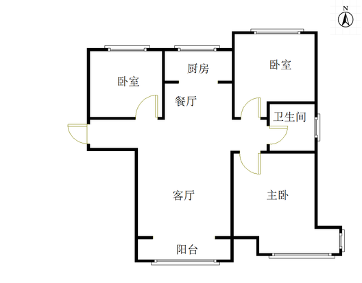 鹏渤印象城·牛津花园3室2厅1卫户型图
