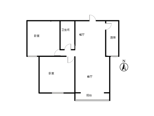 北京理想城2室2厅1卫户型图