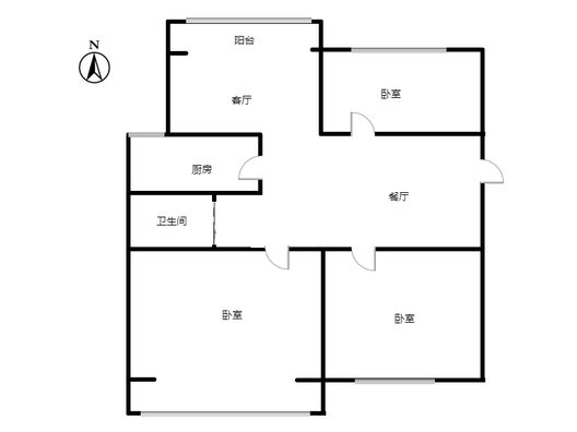 鸿盛凯旋门3室2厅1卫户型图