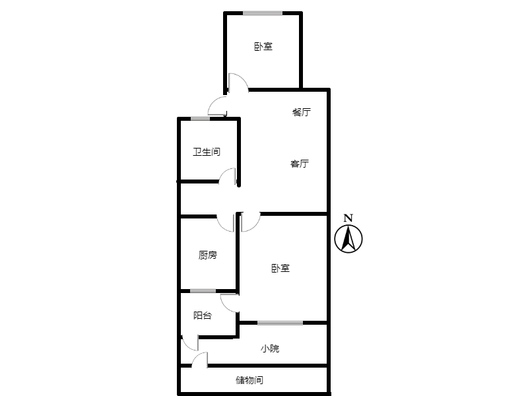 铁道部建厂局家属楼（机械总队家属院）2室2厅1卫户型图
