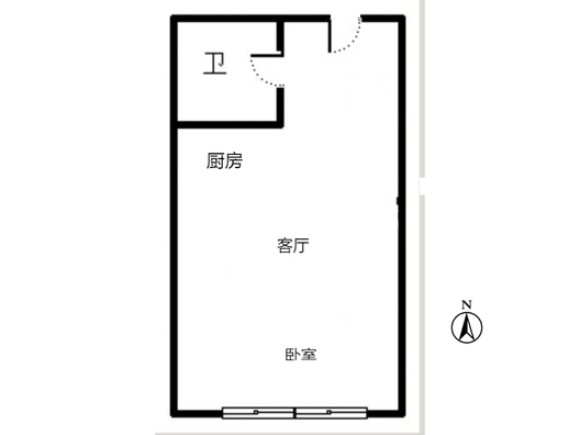 京第银座1室1厅1卫户型图