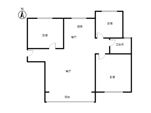 天伦湾馨园3室2厅1卫户型图
