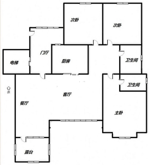 鸿坤理想湾3室2厅2卫户型图