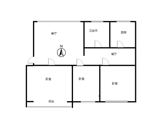 邱庄居民小区3室2厅1卫户型图
