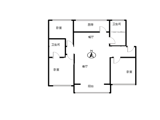 东方家园3室2厅2卫户型图