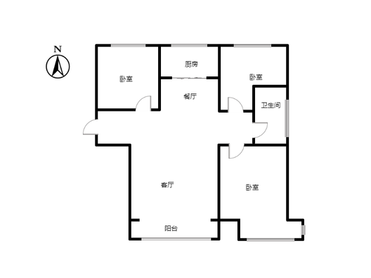 鹏渤印象城·牛津花园3室2厅1卫户型图