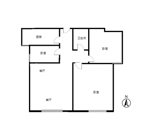 鸿坤理想湾3室2厅1卫户型图