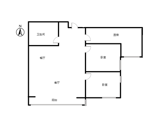 君临天下御景园2室2厅1卫户型图
