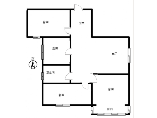 金茂府（鹏渤公园里）3室1厅1卫户型图
