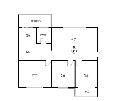四中家属院3室2厅1卫户型图
