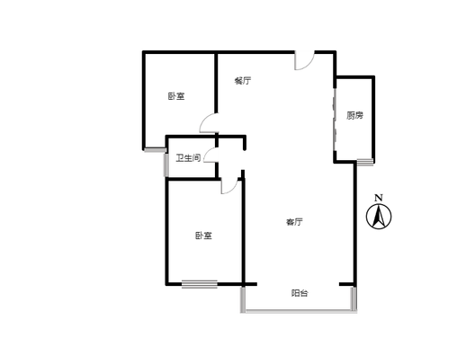 呈颐园小区2室2厅1卫户型图