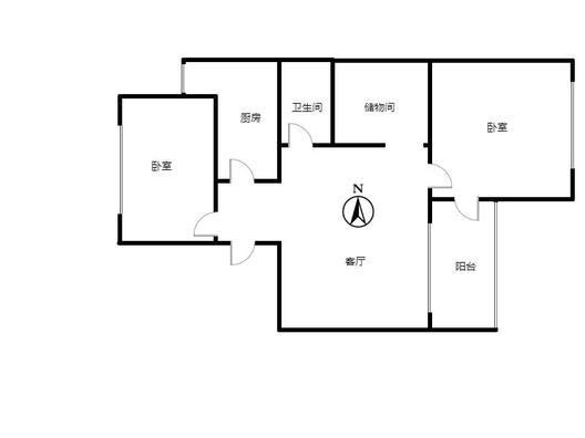 涿州铁路住宅小区2室1厅1卫户型图