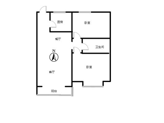 新加坡花园2室2厅1卫户型图