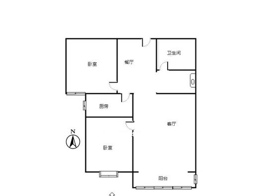 平安D区2室2厅1卫户型图