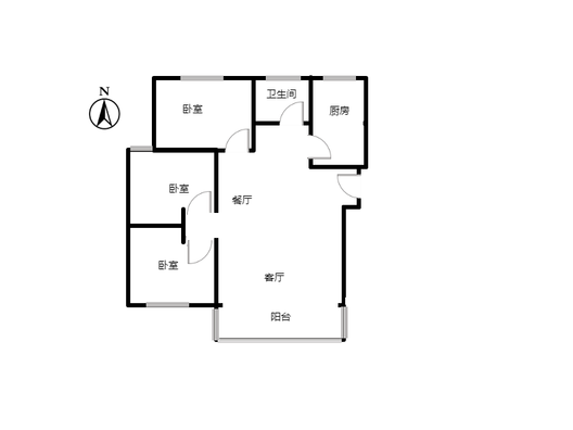 平安D区3室2厅1卫户型图