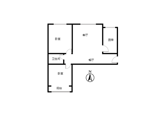 水岸花城2室2厅1卫户型图
