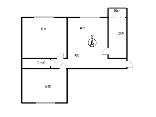 翡翠滨江2室2厅1卫户型图