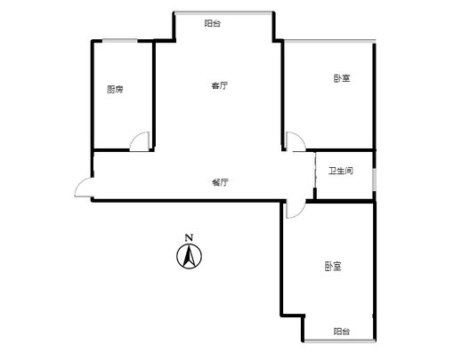 水岸花城2室2厅1卫户型图
