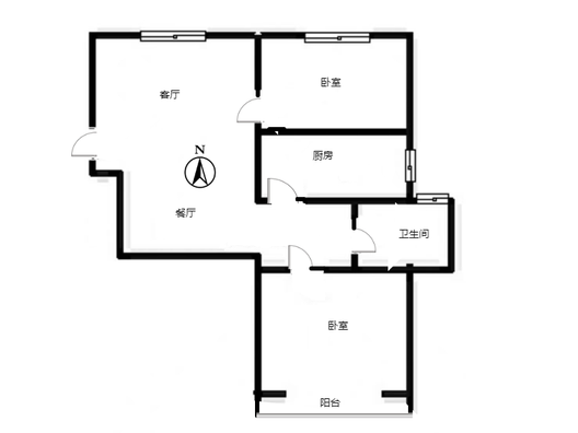 云景城2室2厅1卫户型图