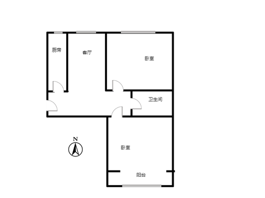 温莎别墅2室1厅1卫户型图