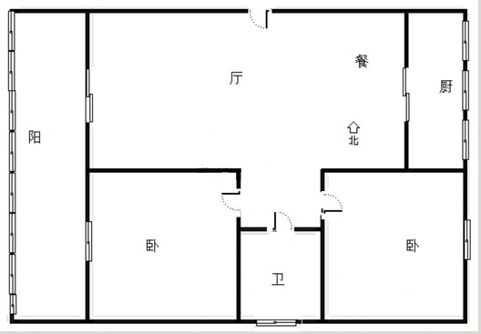 仙颐园小区2室2厅1卫户型图