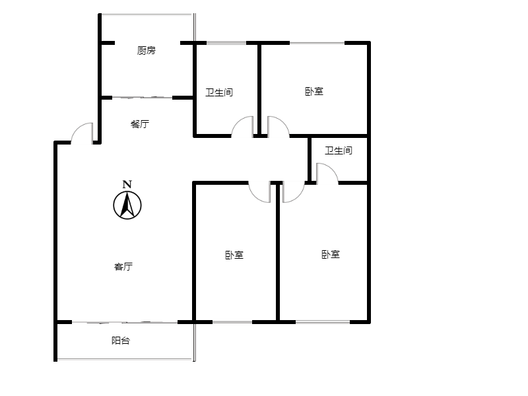 宝林苑小区3室2厅2卫户型图
