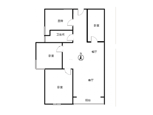 联合七号院3室2厅1卫户型图