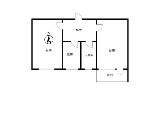桥东粮食局小区2室1厅1卫户型图