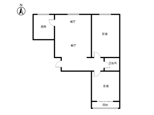 花溪渡2室2厅1卫户型图
