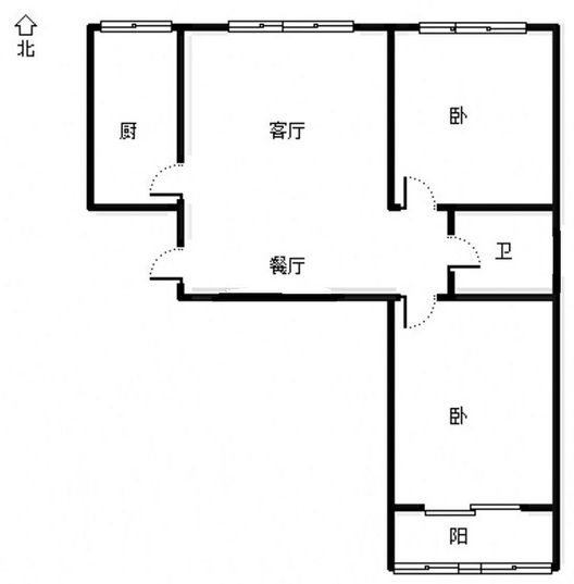 联合一号院2室2厅1卫户型图