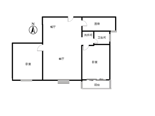 云景城2室2厅1卫户型图