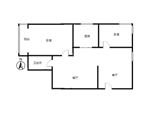 金茂府（鹏渤公园里）2室2厅1卫户型图