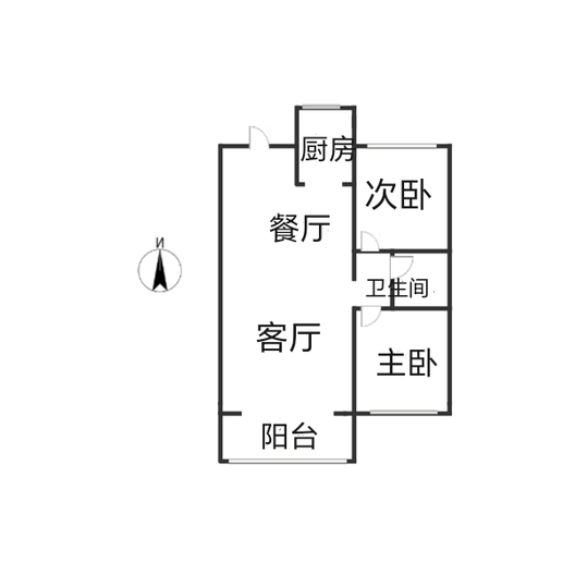 新加坡花园2室2厅1卫户型图