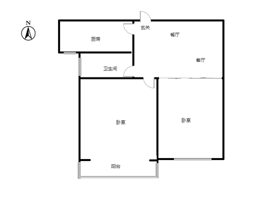 翔天万和城2室2厅1卫户型图