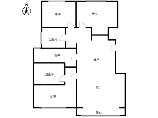 桃源新都孔雀城3室2厅2卫户型图