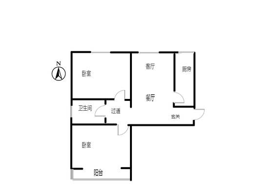 惠友钻石广场2室2厅1卫户型图