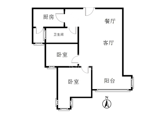 润卓天伦湾2室2厅1卫户型图