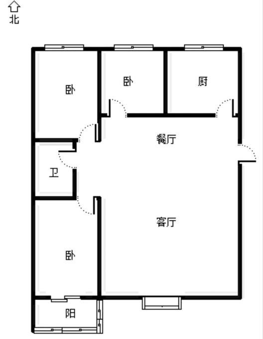 名流枫景洋房3室2厅1卫户型图