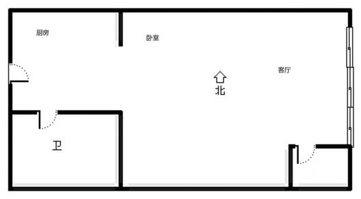 公园80901室1厅1卫户型图