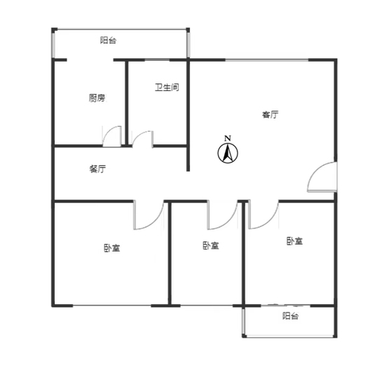 开发区农村信用社家属院3室2厅1卫户型图