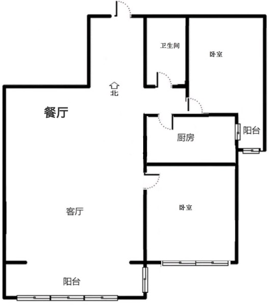 香港豪庭2室2厅1卫户型图